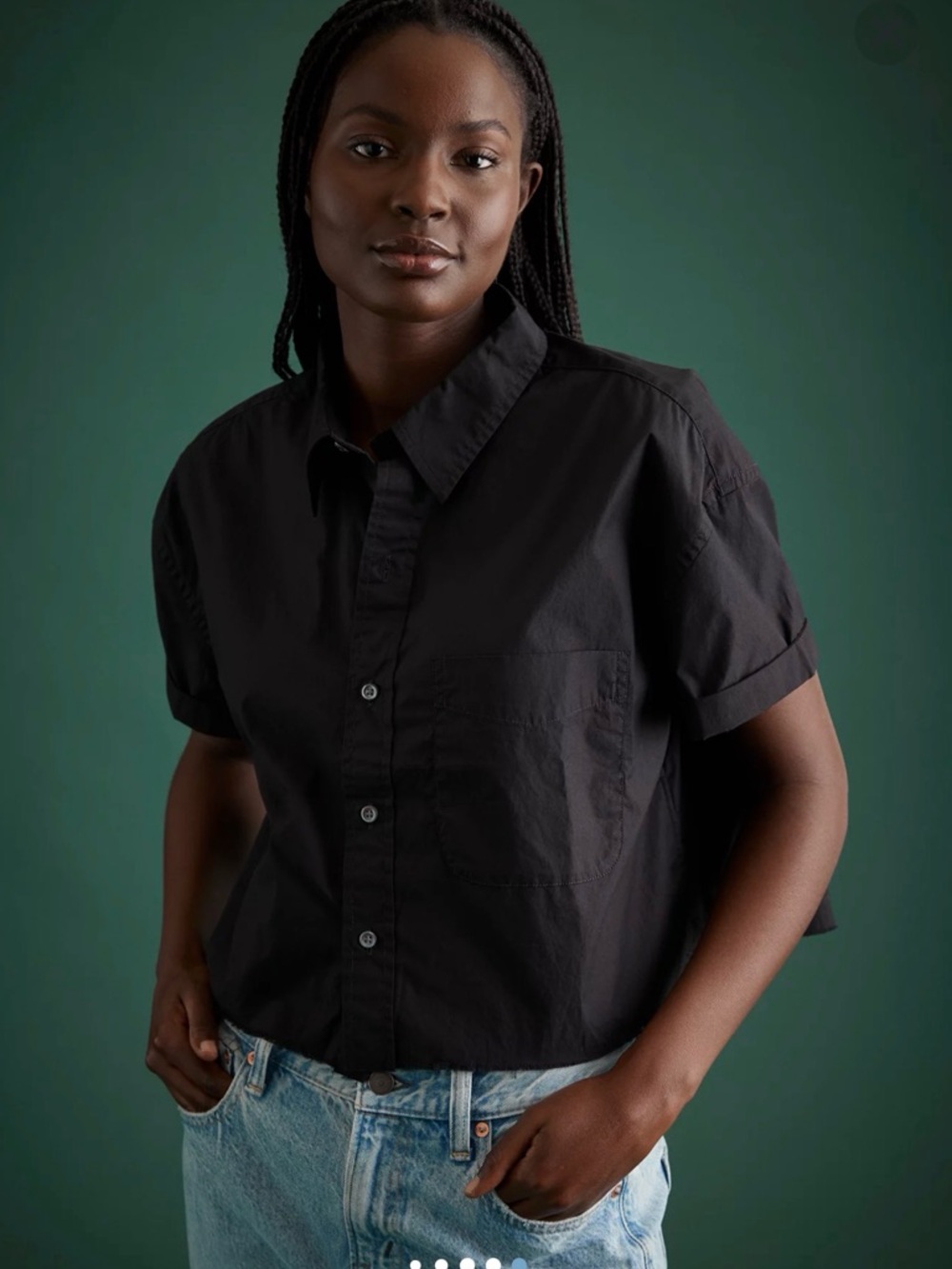 AE77 Premium Boxy Crop Poplin Shirt - medium - Like New